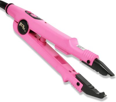 Profesjonell varmeklipp med konstant temperatur for hårforlengelse, egnet for keratin silkeaktig hår, pre-limt hår, liming hår, negler (rosa)