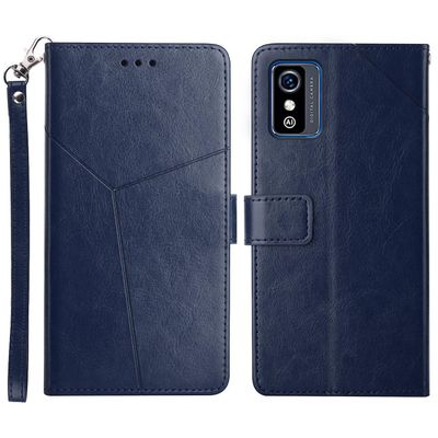 ZTE Blade L9 sormenjälkiä estäville Y-muotoisille linjoille kätevä hihna magneettinen puhelimen kansi lompakolla Sininen