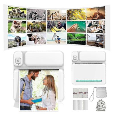 Mini 57 mm:n lämpö-Bluetooth-tulostimet Android- ja iOS-matkapuhelimille, joissa on langattomat kuvien tulostusominaisuudet, Flye1984 Sininen