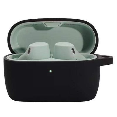 For Jabra Elite 4 Active trådløs øretelefon silikonbeskyttelsesveske som kan vaskes med hengespenne Svart/svart Style A