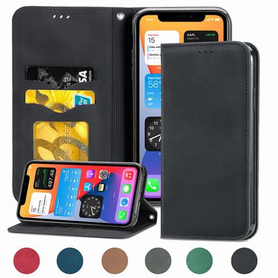 Gangxun Sag Til Iphone Xs Max Magnetisk Lukning Læder Tegnebog Cover Housse Etui Shockproof - Sort