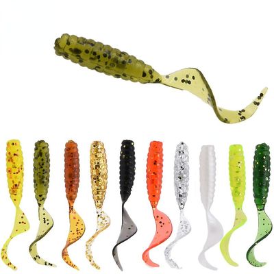 Unbrand 30 stykker Soft Silica Grub Wrom Lokke Agn til fiskeri Tackle 4cm Maddike Worm Lokker Lure Bløde lokkemad med Circel Hale Farve 1