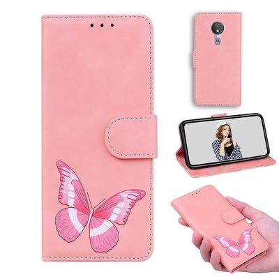 Etui til Motorola Moto G7 Power Butterfly Cover Premium læder magnetisk- pink