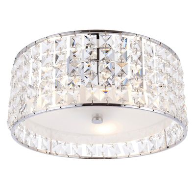Endon Collection Lighting Belfont 3 Lys Badeværelse Flush Loft Light Chrome, Clear Crystal Detalje IP44, G9