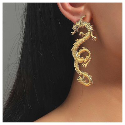 Heyone Vintage Dragon Drop øredobber Ancient Dragon Dangle øredobber Punk Overdrevet Dragon øredobber Gold Animal Stud øredobber smykker for kvinne...