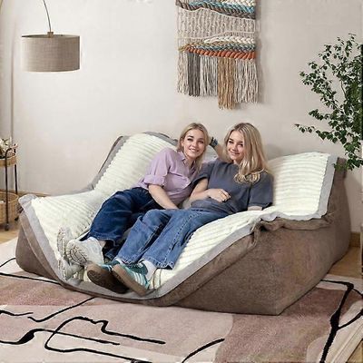 Vakosametti Samettisohva Puff, Vuodesohva - 2 henkilöä - 165cm x 138cm - Beige Stone-VERCART