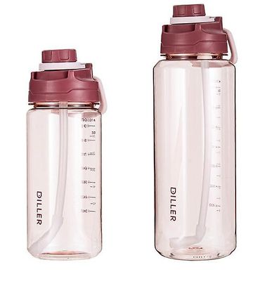 Handuo Plastic Water Cup stor kapacitet bærbar vandflaske halm plads kop MLpink 2000ML