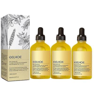 3kpl Natural Hair Growth Oil, Veganic Organic Natural Hair Growth Oil 60ml