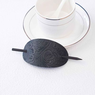 Flye Leather Hair Pin With Stick - Oval Faux Leather Hair Clip - Lær Og Stick Hair Slide Hair Pins Ponytail Holder Hair tilbehør for kvinner Girls ...