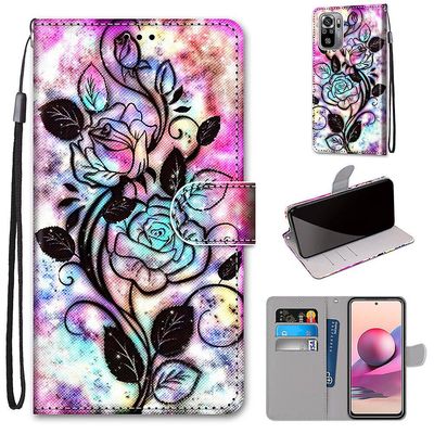 Foxdock Kompatibel med Xiaomi Redmi Note 10s farverige flower mobil taske