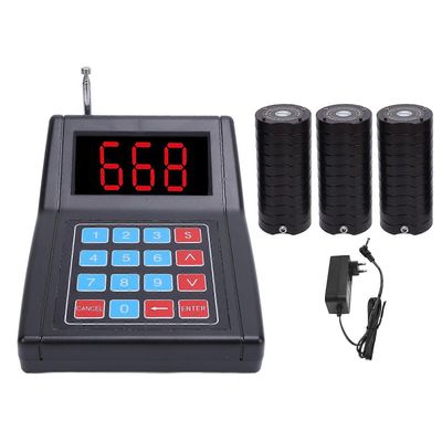 Ravintolan hakulaite soittaa 30 lasinalushakulaitetta 1 näppäimistölähetin Langaton äänimerkkijärjestelmä jonottamiseen EU-pistoke musta