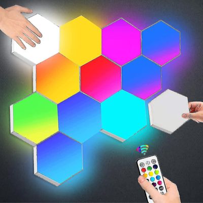 Hexagon-valot kaukosäätimellä. Älykkäät LED-seinävalaisinpaneelit Kosketusherkkä Rgb-tunnelmavalaistus