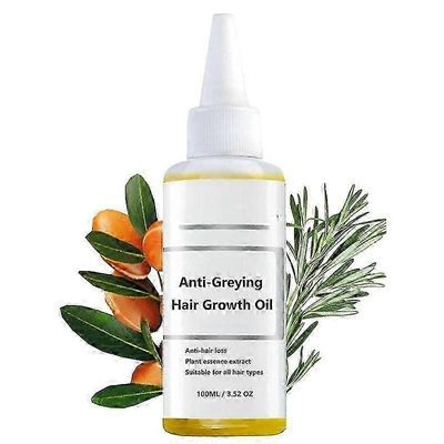 Harmaita estävä hiusten kasvuöljy, harmaantumista estävä hiusten kasvuöljy, joka on rikastettu amlalla ja auringonkukalla, Rosmariinihiusöljyseerum...