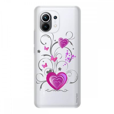 Crazy Kase Shell Til Xiaomi Mi 11 Soft Silicone 1 Mm, hjerte og sommerfugl