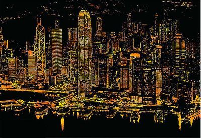 Fashion Fresh City Night View Skrabe Maleri, Creative Scratch Tegning for Kid Hongkong