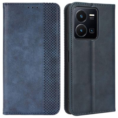 Vivo Y35 4G (2022)/Y22s 4G/Y22 4G -jälkikuvio Retro PU nahkainen pudotussuojattu kotelo Magneettinen automaattisesti imeytyvä puhelimen kansi lompa...