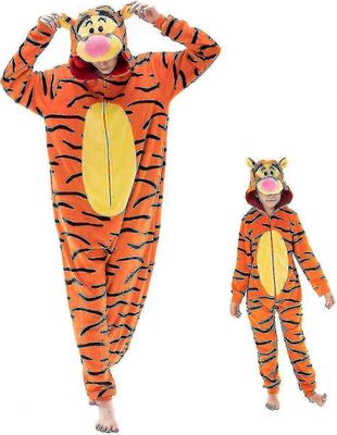 Snug Fit Unisex Adult Onesie Pyjamas Animal One Piece Halloween Puku Sleepwear-R Tiikeri 4-5t