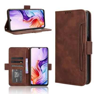 ZTE Blade V70 Max Nahkakotelo Puhelin Lompakko Kansi Useilla Korttipaikoilla - Ruskea Monivärinen Brown