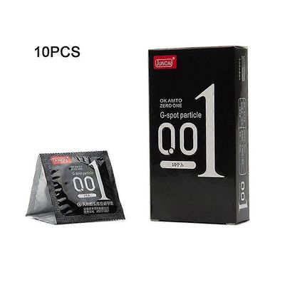 10 kpl pakkaus 0,01mm erittäin ohut luonnollinen lateksikondomit, erittäin ohut, voideltu musta