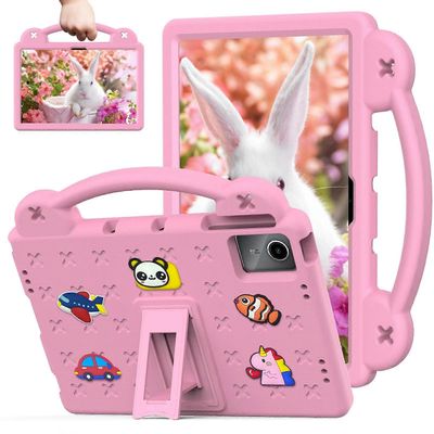 Lasten tablettikotelo Lenovo Tab M11/P11 11 tuumalle, sisäänrakennettu jalusta ja kahva, pinkki iskunkestävä Redmi Pad SE:lle ja Doogee T30 Prolle