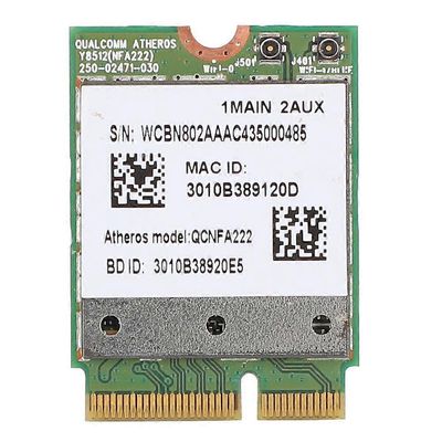 Qualcomm Atheros WIFI -kortille 2.4 / 5GHz Dual Band 802.11abgn ja Bluetooth 4.0