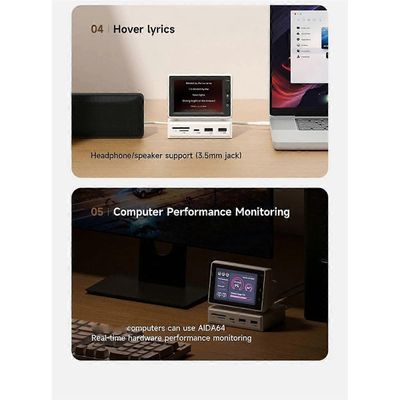 3,5 tuuman mini-PC-näyttö USB C -telakointiasema 960 resoluution elektroninen albumi kelluvat sanoitukset näyttö PC: lle Valkoinen