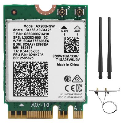 M.2 Wifi Card AX200NGW AX200NGW Wifi 6-kort med doble antenner, Bluetooth 5.1 for stasjonær / bærbar PC - NGFF M.2 802.11ax datatilbehør