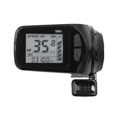 24V / 36V / 48V / 60V S886 Ebike LCD-näyttöpaneeli Peukalo kaasu 5PIN 6PIN sähköpolkupyörille E-Scoot Musta