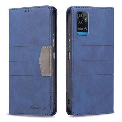 Gangxun Kompatibel med Zte Blade A71 etui med kickstand kortholder slot magnetisk lukning læder - rød Blå