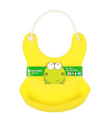 Ruili Vandtæt Silcone Roll Up Baby Soft Bib 4pcs En masse Mad Catcher Pocket Gul