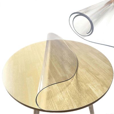 5 kokoa Kirkas PVC-pöytäsuojus Pyöreä PVC-pöytäliina 2,0 mm paksu pöytätyynymatto Vedenpitävä vinyylipöytäsuoja Avoimuus 70cm
