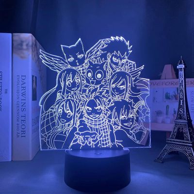 Xcy Manga keiju häntä ryhmä yövalo led kosketusanturi yövalo lastenhuoneen sisustukseen lasten lahjapöytä 3D-lamppu anime keiju häntä