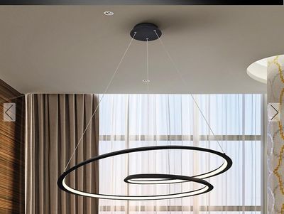 Schuller Lighting Schuller Looping Moderne Designer LED Ring Swirl Pendant Light Matt Black, 2700lm, 3000K