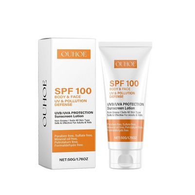 Aurinkovoide SPF 100, Kasvojen aurinkovoide, Vedenkestävä SPF 100 Kosteusvoide Rasvaton Aurinkovoide Kasvoille ja Vartalolle, UVB/UVA-suoja Aurinko...