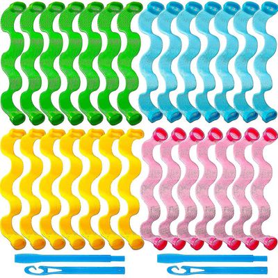 28 stk Hair Curlers Spiral Krøller Ingen hedebølge med 2 stk Styling Kroge 30 cm