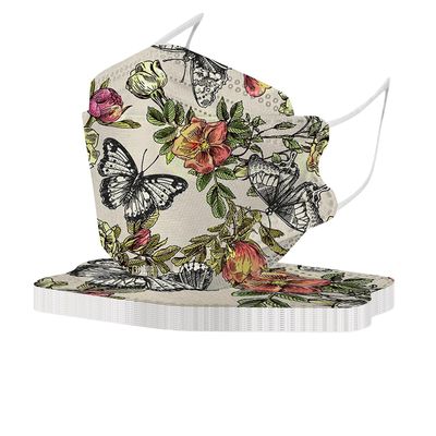 50stk Engangs voksne Blomsterprint Fiskemaske Ansigtsmaske 4 lag Gul