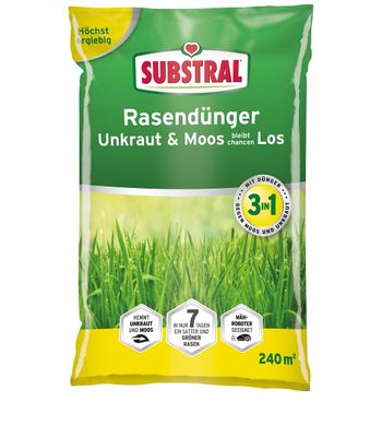 SUBSTRAL® Nurmikon lannoite Weed &; Moss Ei ole mahdollisuuksia, 7,2 kg