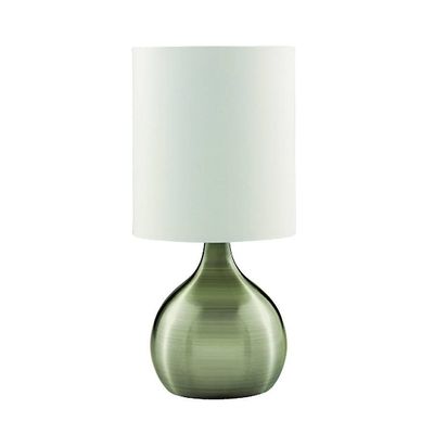 Searchlight Lighting Søgelys Touch - 1 lysbord Touch Lampe Antikke Messing med Stof Shade, E14