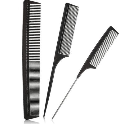 3 stykker Halekamme Sæt Carbon Styling Kam Fiber Rotte Halekam Anti Statisk varmebestandig Barber Frisørkam Stål