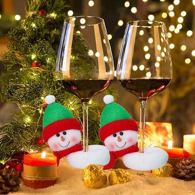 Varychmoo Jule vin glas cover dekoration Kop flaske ringe Xmas Party Tabel Decors 6pcs Snemand