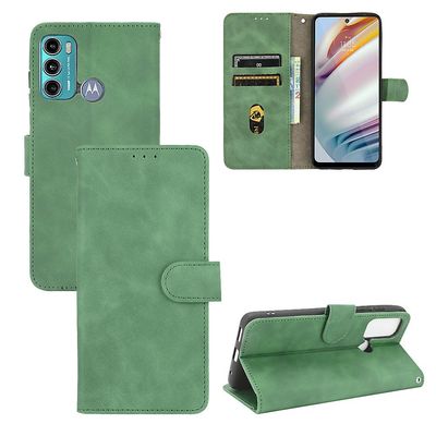 Etui til Motorola Moto G60 / G40 Fusion Cover Premium læder med kortholder Flip Folio magnetisk etui etui coque - sort Grøn
