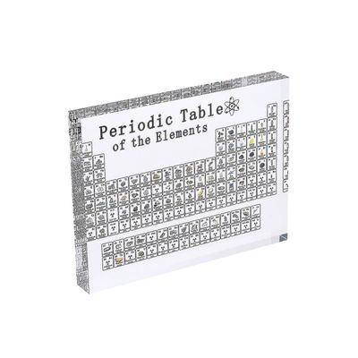 Stort periodisk system med ægte elementer indeni, akryl periodisk system tw