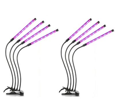 Plantelampe / vekstbelysning med 4 fleksible LED-lysstoffrør 2-pack