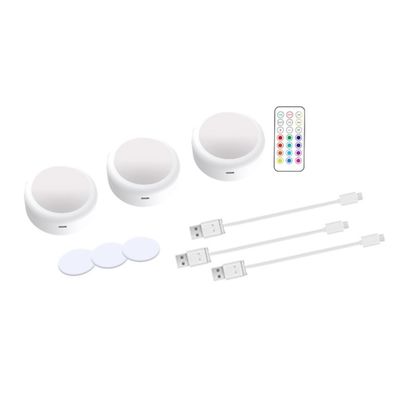 Oppladbare LED-spotlights 13 RGB-farger 3-pakning White