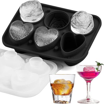 6-delt hjerte- og roseformet silikonisform