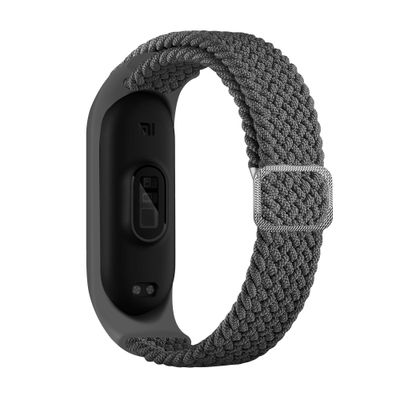 Klokkereim av nylon for Xiaomi Mi Band 3/4/5/6/7/NFC Grey