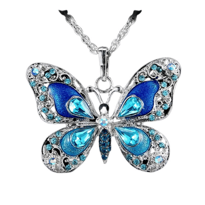 Vintage Halsband med Fjärilshänge Blue