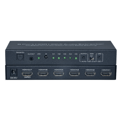 HDMI-bryter 5x, 4K@60Hz med ARC-lydekstrakter HDMI 2.0 HDR og fjernkontroll Black