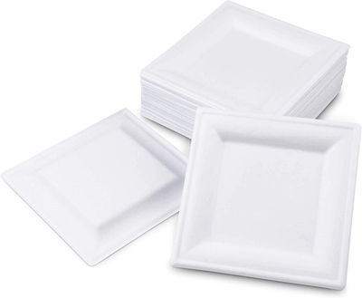 Firkantede engangspapirplater - 50 stk White 26x26 cm