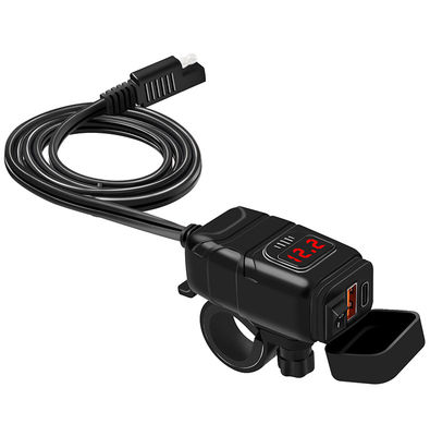 USB-C / USB hurtiglader for bil og motorsykkel Black